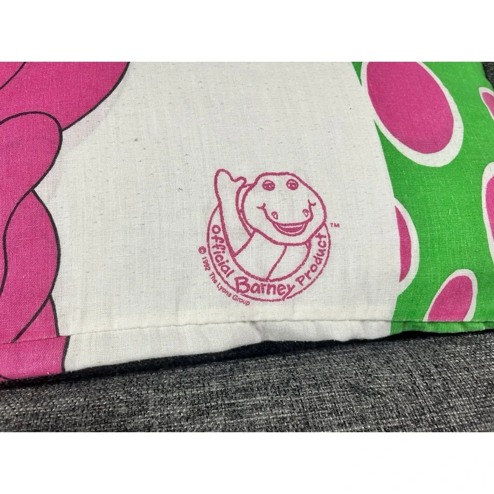 Barney Twin Sheet Set 3 Pieces Fitted Flat Sheet Pillowcase 1992 Vintage